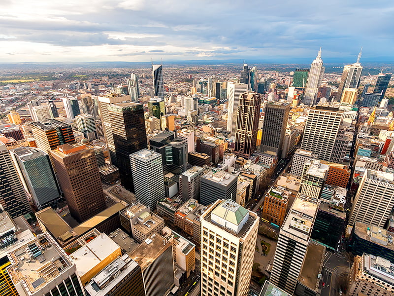 Melbourne city aerial day
