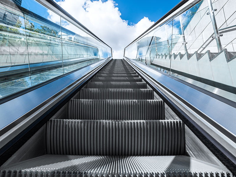 blue sky escalator